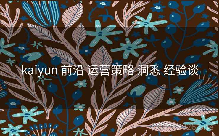 kaiyun 前沿 运营策略 洞悉 经验谈